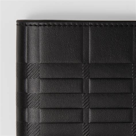 burberry horseferry check black bi fold men wallet|Embossed Check Slim Bifold Wallet in Black .